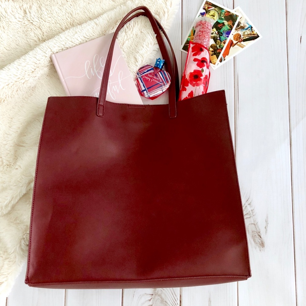 NWOT BP Large Burgundy Tote with Pouch Included
